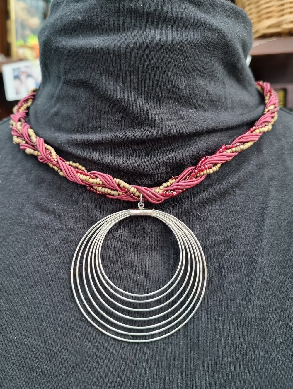 SLS Creation | Hoop Pendant Necklace On Beaded Cord